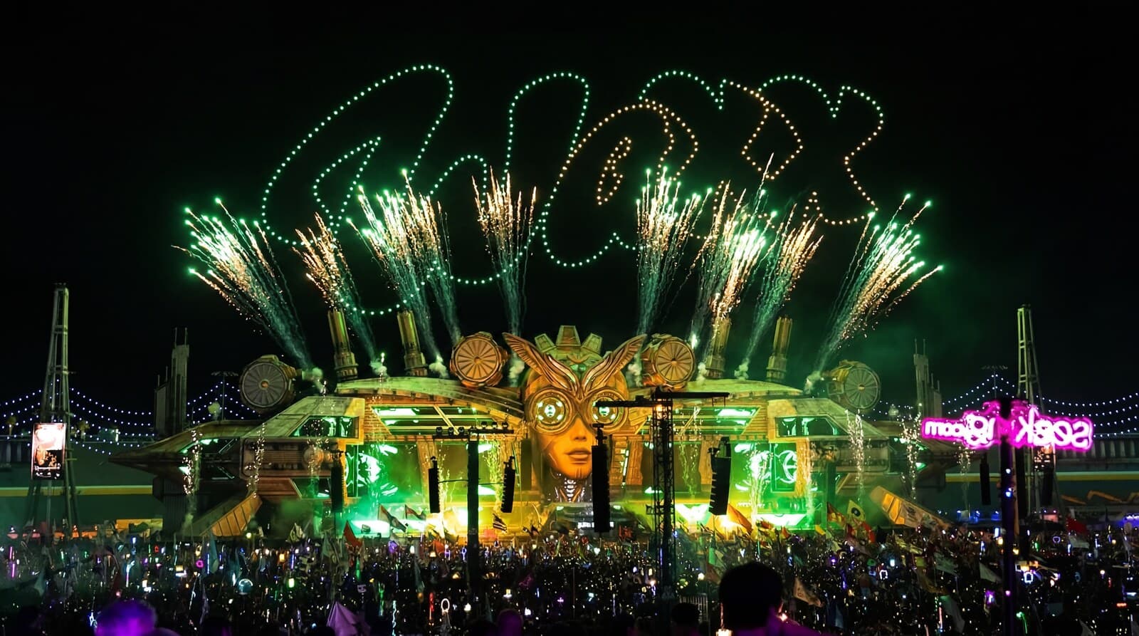 WAXX in fireworks over the mainstage at EDC 2026